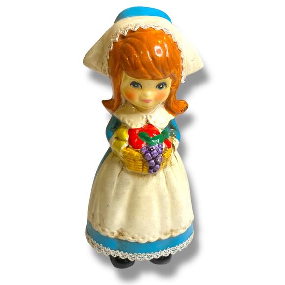 Vintage Napco Japan Papier Mache Pilgrim Girl Figurine M-8228 6" - Picture 1 of 7